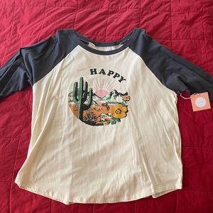 Ban.do baseball tee with a cactus graphic